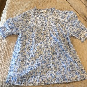 Crown and Ivy Blue Floral Blouse